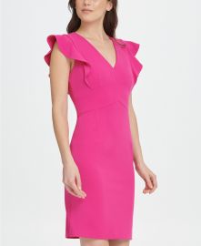 DKNY V-Neck Scuba Crepe Sheath Dress   Reviews - Dresses - Women - Macy s at Macys